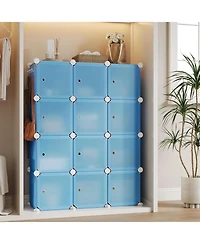 gaomon 12-Cube Stackable Modular Shoe Storage Cabinet Organizer with Doors