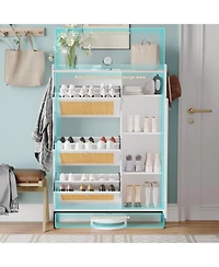 gaomon Narrow Rattan Shoe Cabinet with 3 Flip Drawers and Adjustable Shelves