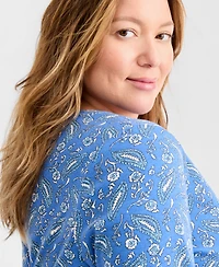 Style & Co Plus Summer Batik Scoop-Neck Top, Macy's Exclusive