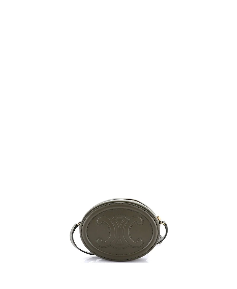 Pre-Owned Celine Mini Triomphe Oval Crossbody Bag Leather