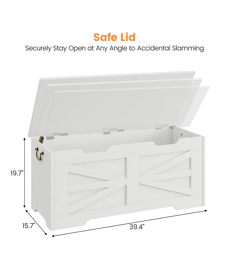 gaomon 39.4" Wooden Toy Chest and Storage Bench with Safety Hinge