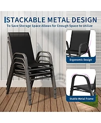 gaomon Patio Chairs Set of 6, Outdoor Stackable Dining Chairs with Textilene Fabric, All-Weather Deck Stacking Chairs with High Back for Backyard