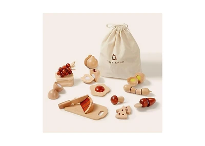 Tiny Land Play Kitchen Accessories – Play Food for Play Kitchen: Wooden Cut and Play Food Toys