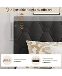 gaomon King Upholstered Platform Bed Frame with Headboard, Wooden Slats Support, No Box Spring Needed, Easy Assembly