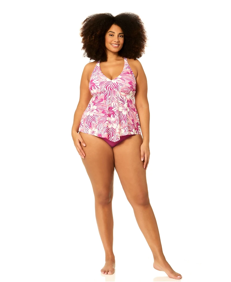 Raisins Curve Plus Underwire Floral Print Swim Tankini Top