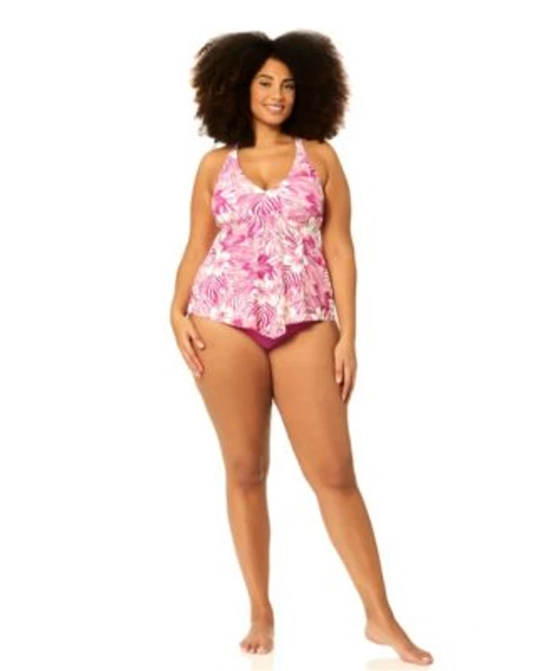 Raisins Curve Plus Size Underwire Floral Print Swim Tankini Top Bottoms