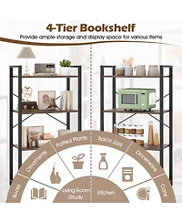 Slickblue 4 Tier Industrial Bookshelf Metal Frame Display Storage Shelf