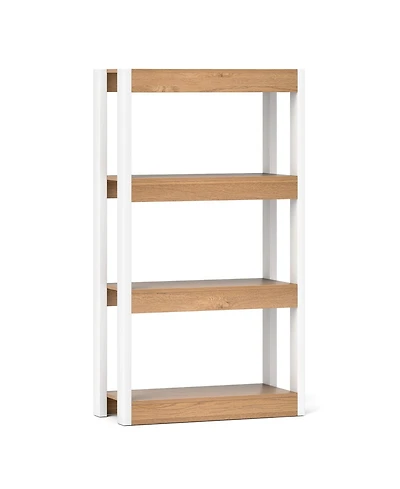 Slickblue 4 Tier Wood Bookshelf with Anti-Tip Kits for Home Storage