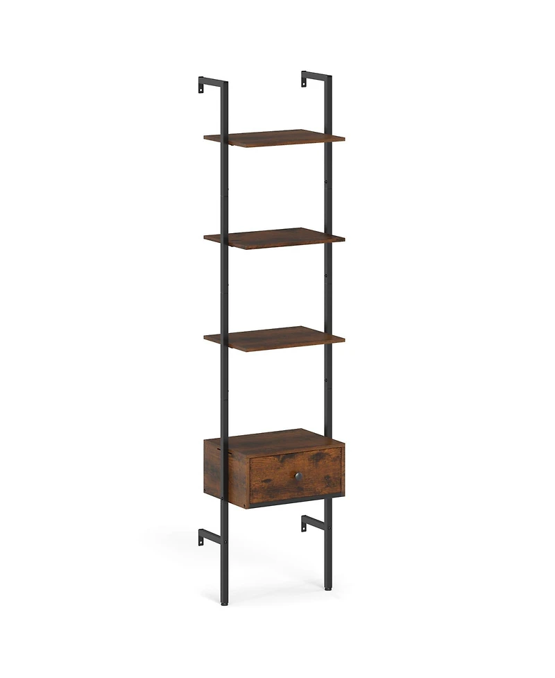 Slickblue 5-Tier Ladder Bookcase with Drawer
