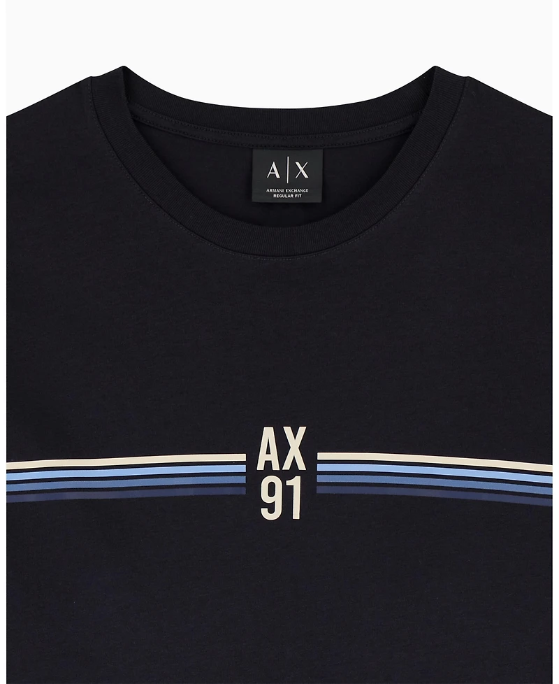 A|X Armani Exchange Men's 91 4 Stripes Stripe Cotton T-Shirt
