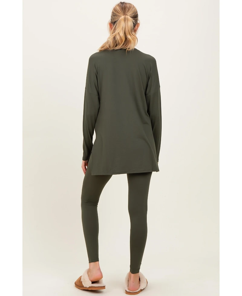 Pinkblush Maternity Light Mocha Brushed Knit Oversized Top and Legging Set