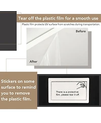 Rainsken 2-Tier Square Coffee Table, Modern High Gloss Led Center Table with Storage for Living Room and Home Office