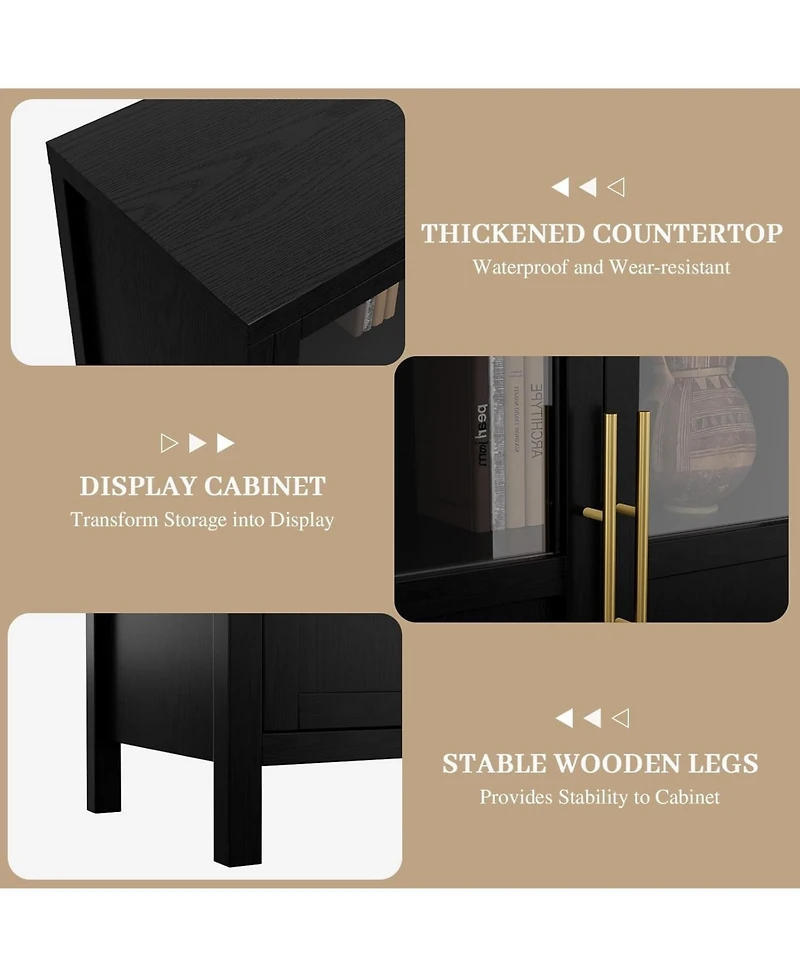 gaomon 55 Inch Sideboard Buffet Cabinet with Four Glass Doors Large Modern Farmhouse Storage for Kitchen Dining and Living Room