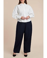 Eloquii Women's Pleated Straight Leg Trouser