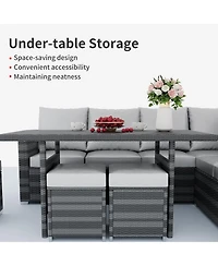 Gaomon 7 piece outdoor patio furniture set with all weather rattan sectional sofa, dining table, and seating for up to 9-ideal for garden or porch.