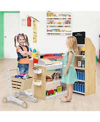 Costway Grocery Store Playset Pretend Play Supermarket Shopping Set with Shopping Cart