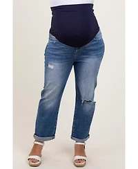 Pinkblush Plus Size Rolled Hem Distressed Straight Leg Jeans