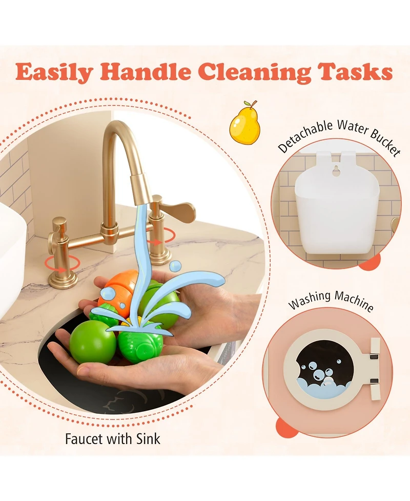 Mecale Children s Pretend Toy Kitchen Playset with Light & Sound for Interactive Play