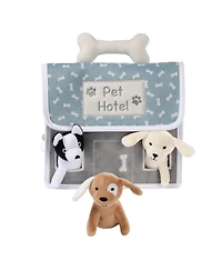 Lambs and Ivy Pet Hotel Interactive Plush Playset Toy w/ 3 Stuffed Animal Dogs