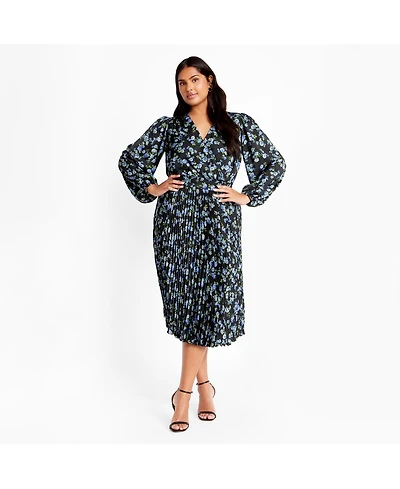 City Chic Plus Finley Pleat Dress