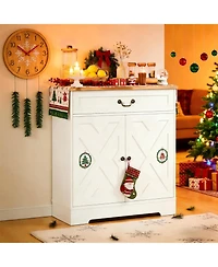 gaomon 29" Modern Farmhouse Sideboard Buffet Cabinet with Drawer and Adjustable Shelves, Small Kitchen Storage Cabinet Coffee Bar