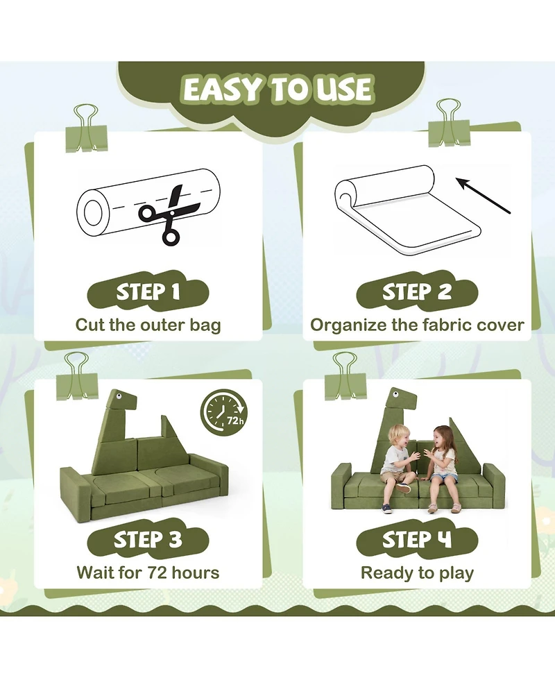 13 Piece Modular Kids Play Couch for Creative Play