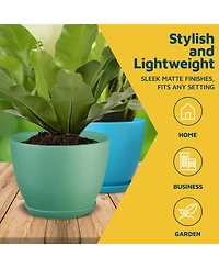 Lifemaster Multicolor Plant Pots Pack with Drainage Holes & Saucers