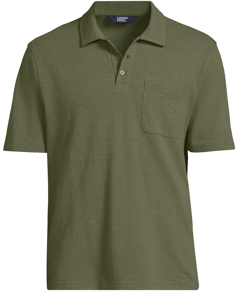 Lands' End Men's Short Sleeve Cotton Linen Polo