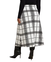 Eloquii Women's Plaid Midi Sweater Skirt With Sleeve Ties