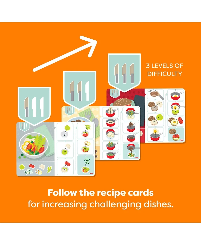 Haba Creative Play Meal Kit Playset: Play Food for Kids Kitchen with Wooden and Fabric Ingredients and Recipe Cards, 80+ Toy Kitchen Accessories for 3