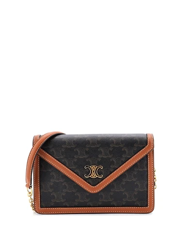 Pre-Owned Celine Triomphe Envelope Flap Wallet on Chain Triomphe Coated Canvas