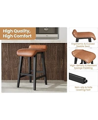 gaomon 26.2" Bar Stools Set of 4, Modern Upholstered Kitchen Stools with Low Back, Footrest & Wood Legs, Counter Height for Kitchen or Dining.