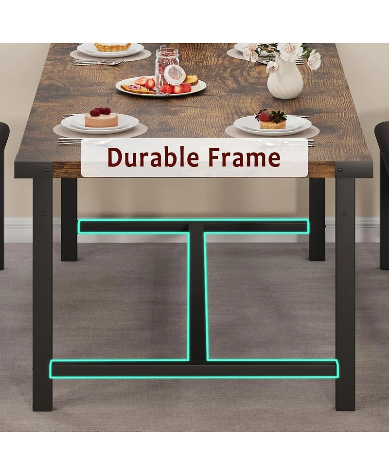 gaomon 3-Piece 63" Extendable Rectangular Dining Table Set with 2 Upholstered Benches