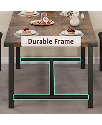 gaomon 3-Piece 63" Extendable Rectangular Dining Table Set with 2 Upholstered Benches