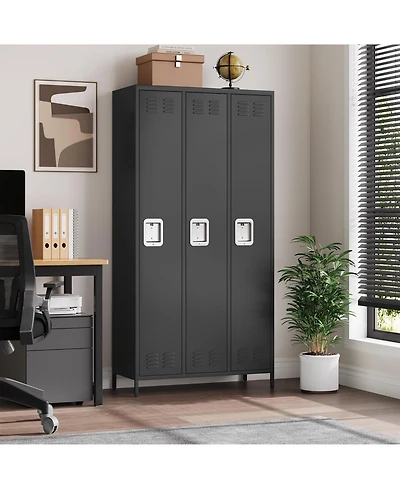 gaomon3 Doors Employee Lockers for Office, Metal Sorage Locker Combination, Lockable Employees Metal Locker With Door, Industrial Storage Lockers