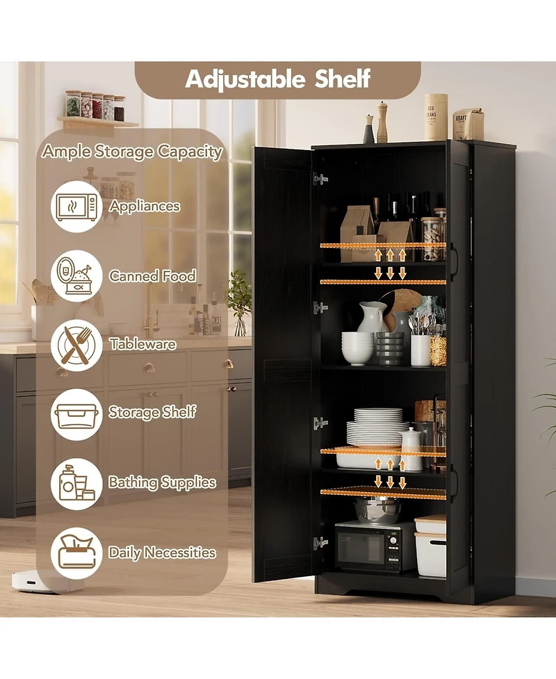 gaomon Tall Kitchen Pantry Cabinet, 60 in Storage Cabinet with 2 Doors and Adjustable Shelves, Freestanding Large Utility Storage Cupboard