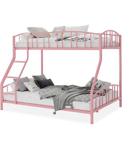 gaomon Twin Over Full Metal Bunk Bed with Ladder & Guardrail, Heavy Duty Steel Frame