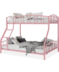 gaomon Twin Over Full Metal Bunk Bed with Ladder & Guardrail, Heavy Duty Steel Frame