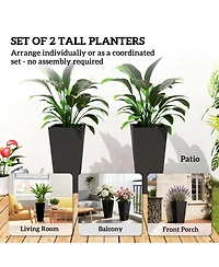 Outsunny 23" Tall Planters, Set of 2 Tape Outdoor Planters