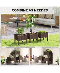 Outsunny Plastic Raised Garden Bed with Legs, Self Watering Planter Boxes