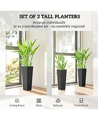 Outsunny Set of 2 Tall Planters for Outdoor Plants