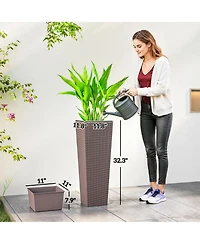 Outsunny 32 Inch Set of 2 Tall Planters for Outdoor Plants,