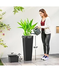 Outsunny 32 Inch Set of 2 Tall Planters for Outdoor Plants,