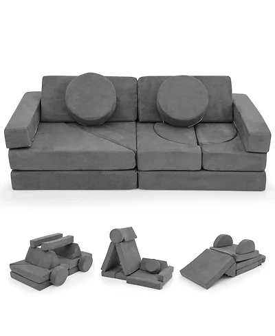 14 Piece Modular Kids Play Couch for Playroom and Bedroom