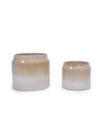 Clihome Handmade Non-Porous Ceramic Planter Set of 2
