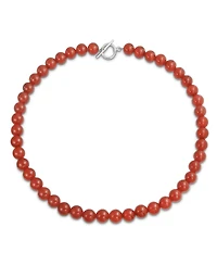 Bling Jewelry Classic Natural Red Carnelian Round 10MM Ball Bead Strand Necklace 16 -20 Inch