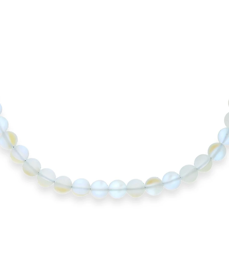 Bling Jewelry Classic Transcalent Created Moonstone Round 10MM Ball Bead Strand Necklace 16 Inch