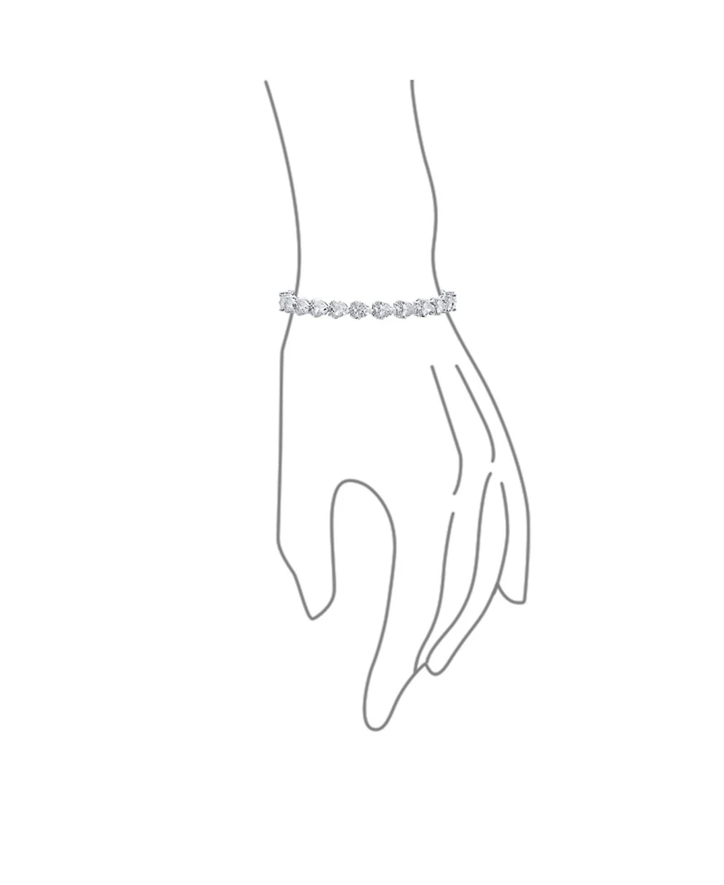 Bling Jewelry Romantic Red Clear Cubic Zirconia Cz Heart Shape Tennis Bracelet 7-7.5 Inch Silver Plated