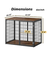 Aostirmotor 47" 3-Door Dog Crate Furniture – Cage for Large & Medium Dogs