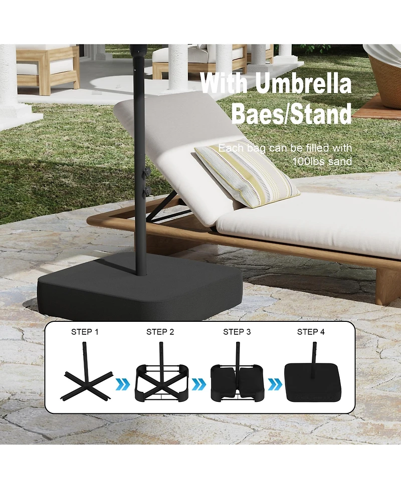 15 ft. Large Double Sided Umbrella Outdoor Patio Umbrella with Base and Sand Bag